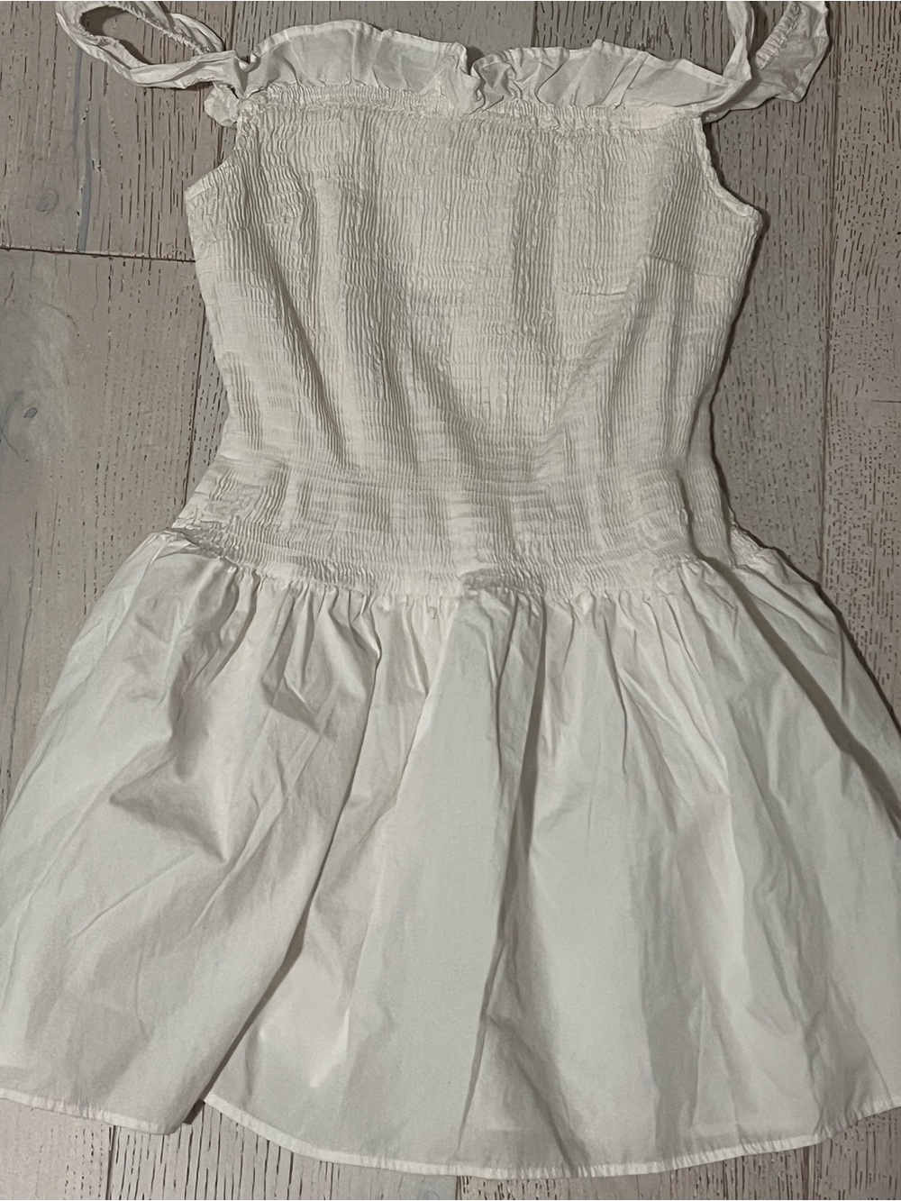 Women’s White Smocked Bodice Summer Dress